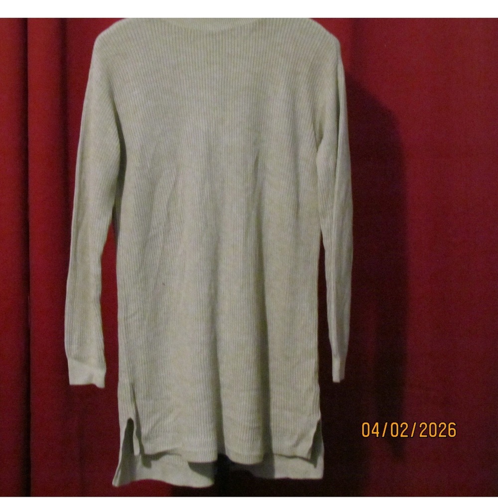 Style & Co Womens 0X Ribbed Mock Neck Tunic Sweater Sage Green Long Sleeve Slit